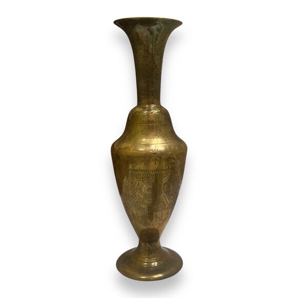 Vintage Other - VTG 70s etched brass fluted vase